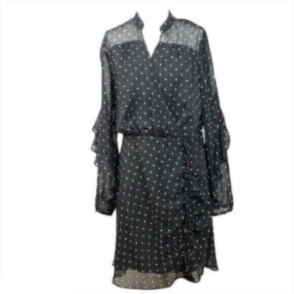 NWT Rachel Roy Black Polka-Dot Ruffle Fancy Dressy Party Cocktail Dress 10 - Picture 3 of 12